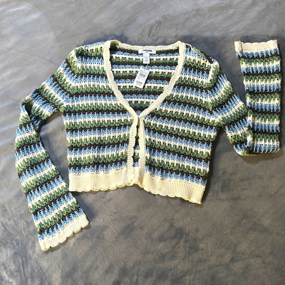 RSQ Stripe Crochet Sweater Top